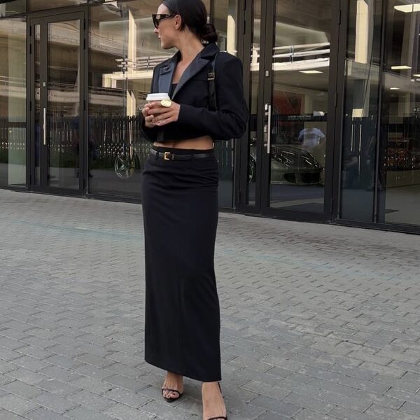 LONG BLACK PENCIL SKIRT "ANNA"